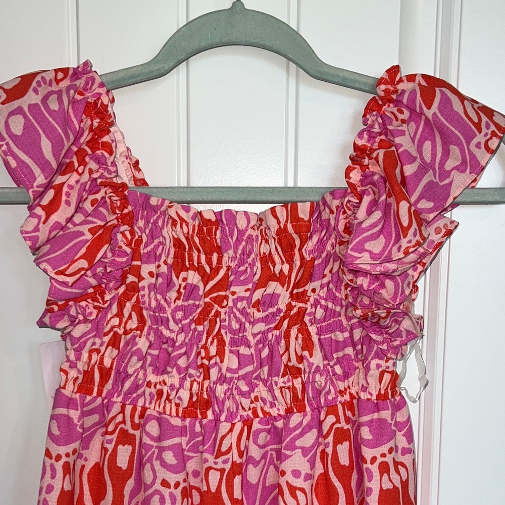 Bonnie Jean Girls Pink and Red Ruffled & Ruched Butterfly Romper Sz 6X - NWT! - Picture 7 of 11